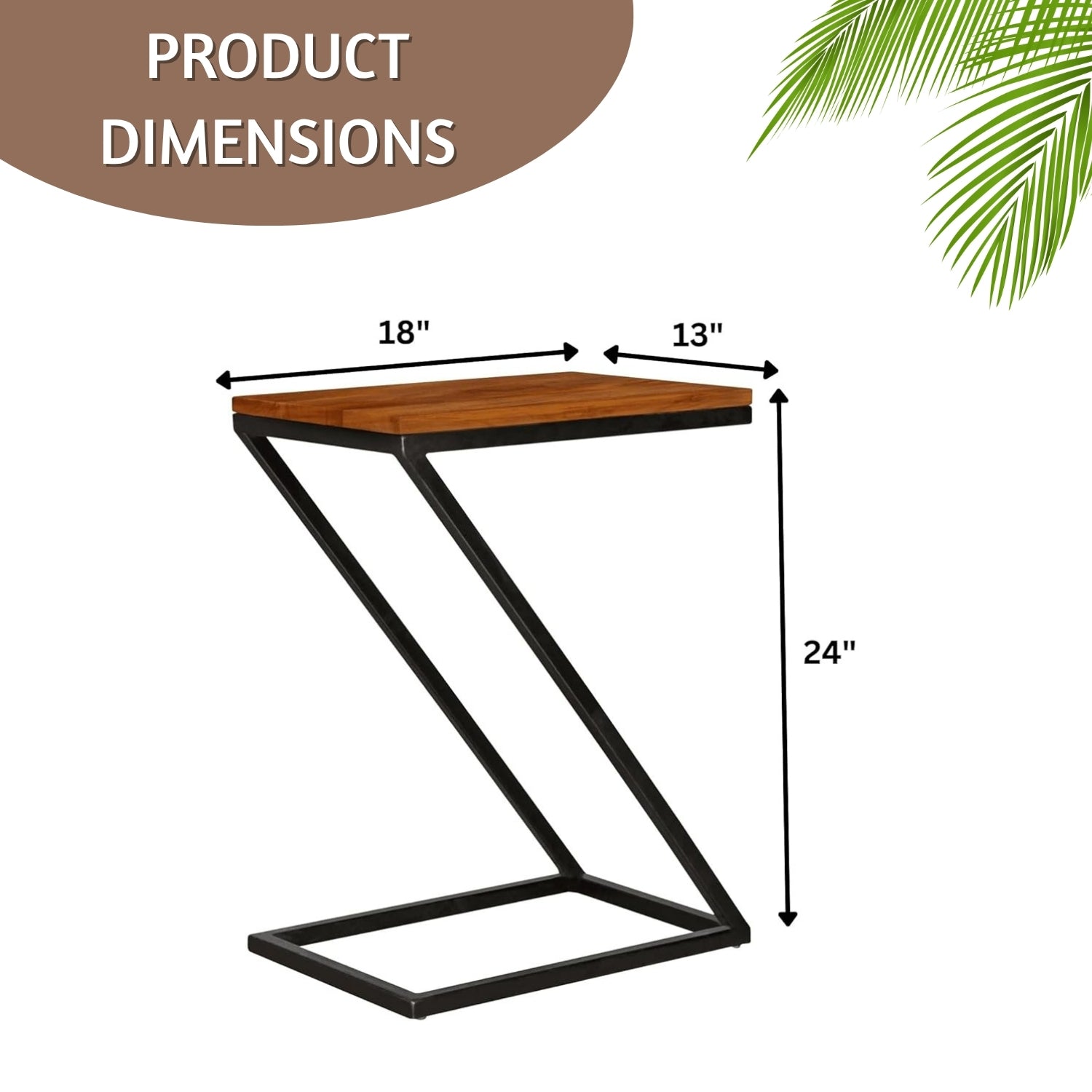 Solid Sheesham Wood Bedside Z-Shape Corner Side Small Coffee Table