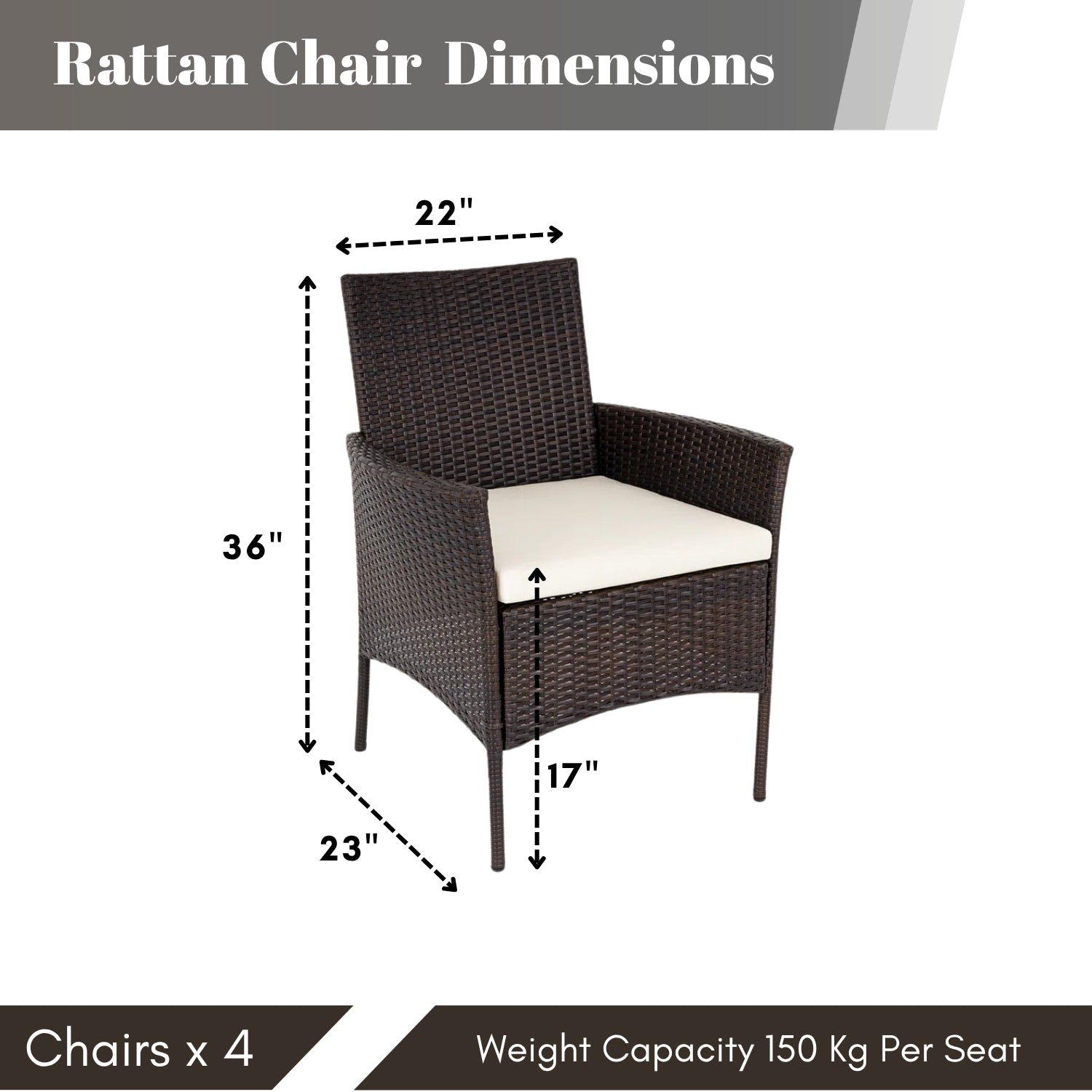 4-Piece Outdoor Rattan Wicker Patio Dining Chairs