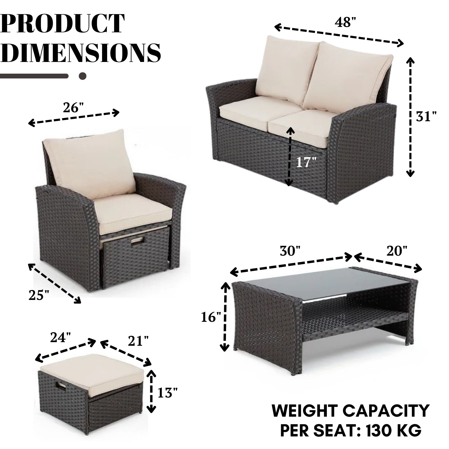 Outdoor All-Weather Wicker 6-Piece Sofa Set