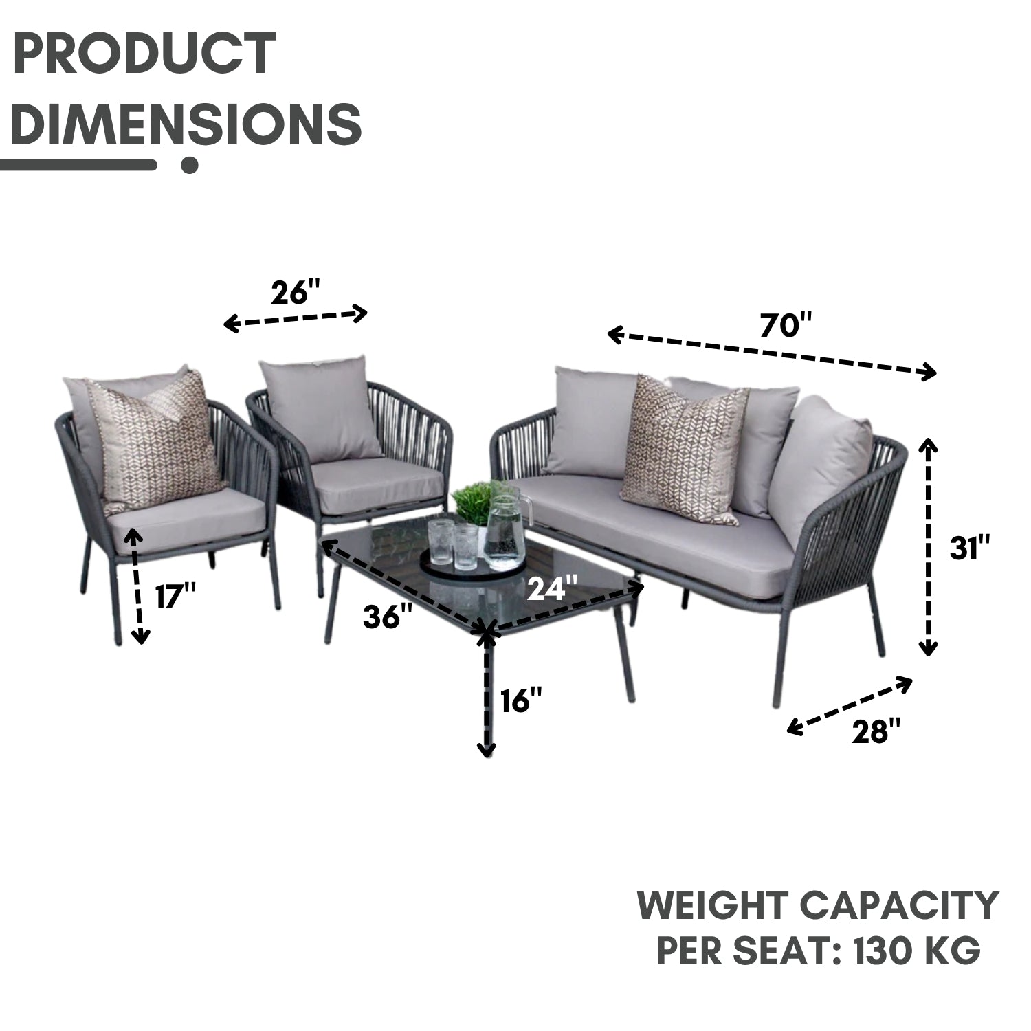 5-Seater Outdoor All-Weather Rope Sofa Set