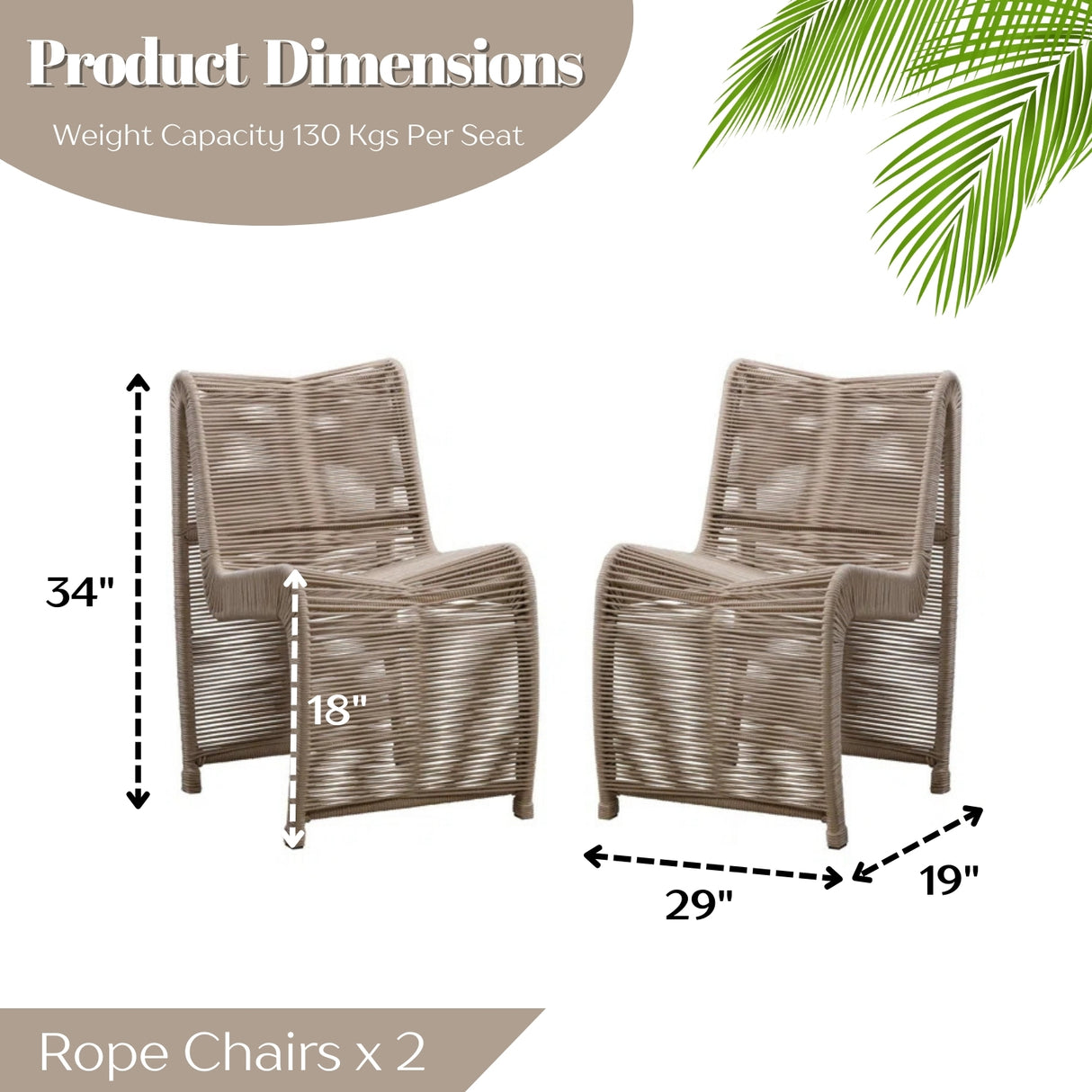 2-Piece Outdoor Rope Patio Chairs