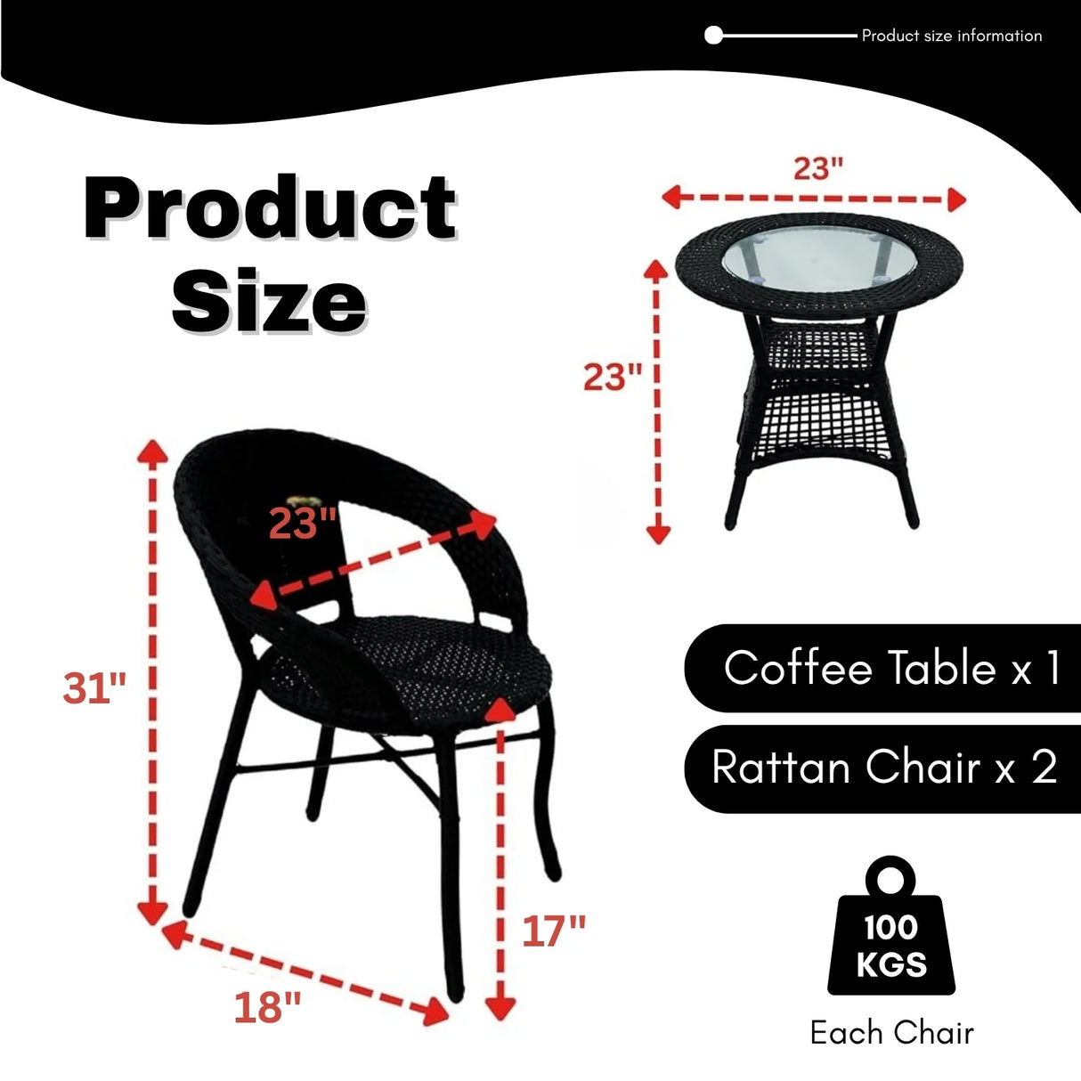 3-Piece Outdoor Rattan Wicker Patio Bistro Set