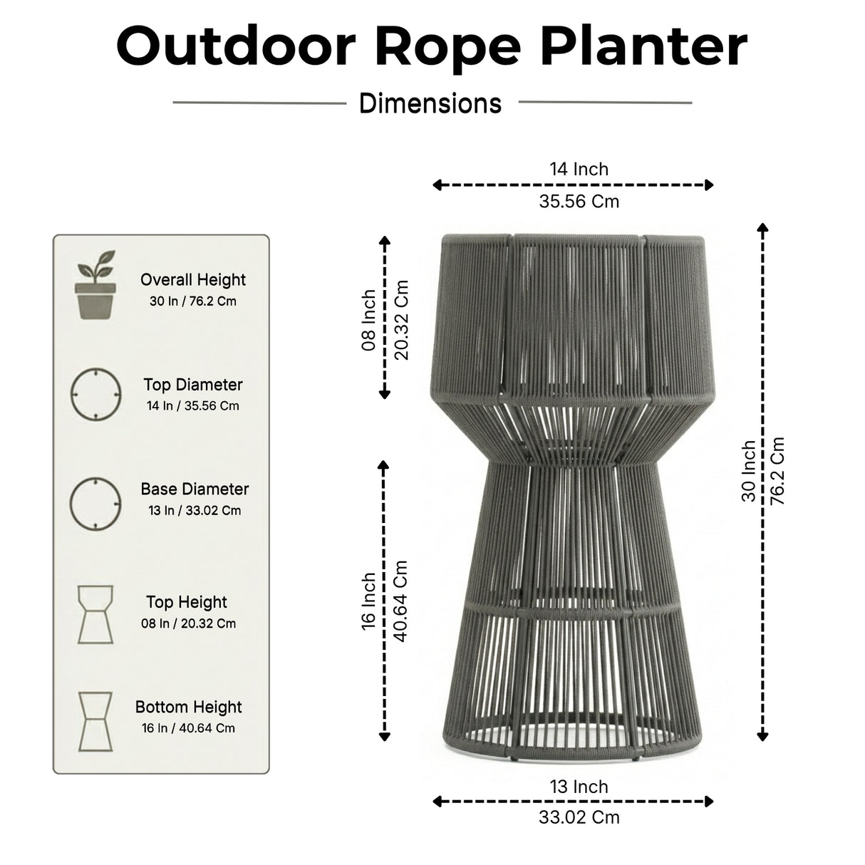 Devoko Outdoor Rope Planter Stand Set (Grey)