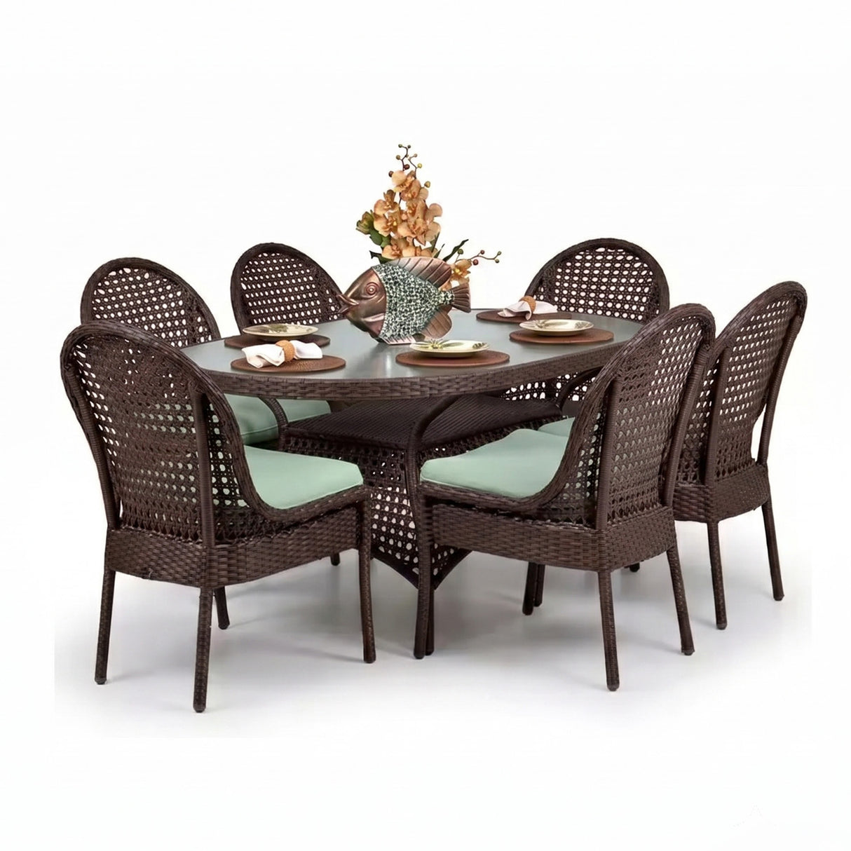 Outdoor All-Weather Resistant Rattan Wicker 7-Piece Dining Set