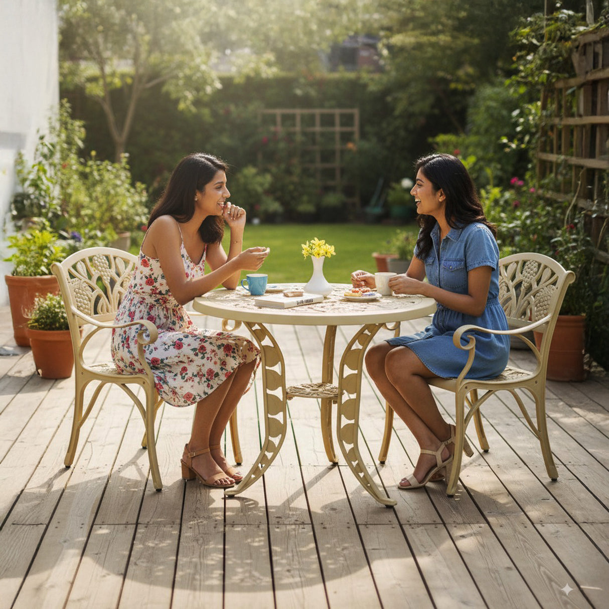 Outdoor 3-Piece Cast Aluminum Patio Bistro Set (Beige)