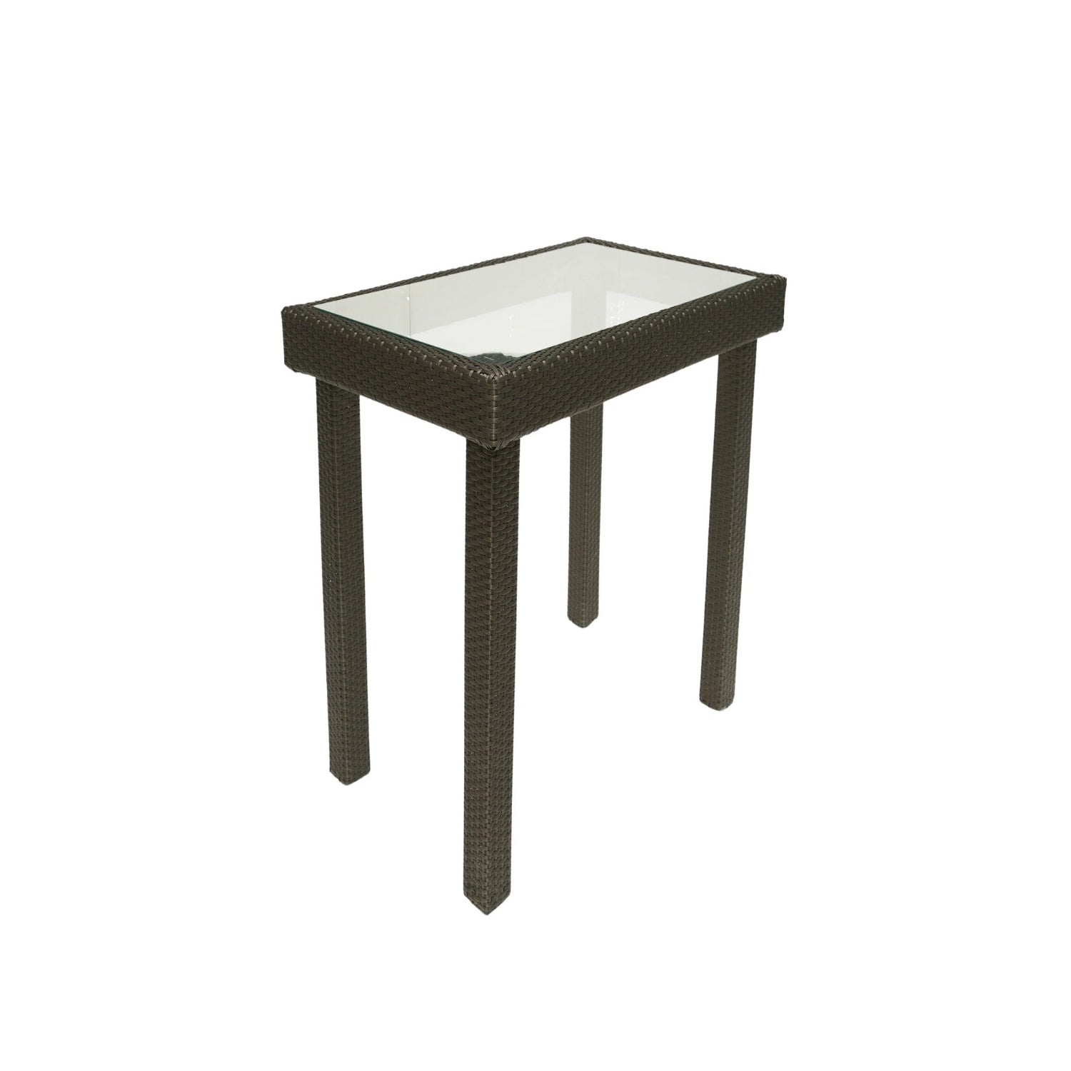 Outdoor Rattan Wicker Bar Glass Top Table