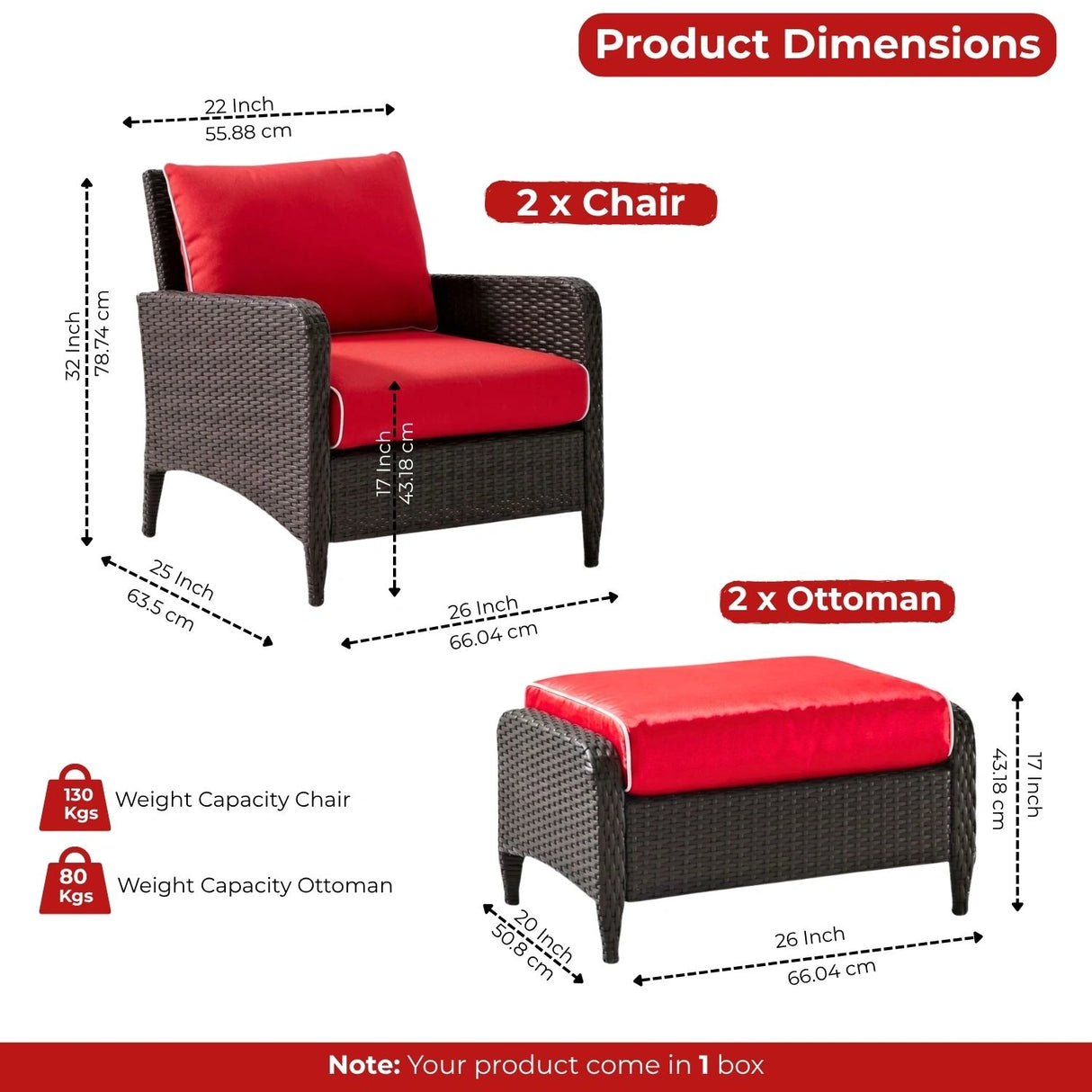 Outdoor 4 Piece Patio Wicker Furniture Set