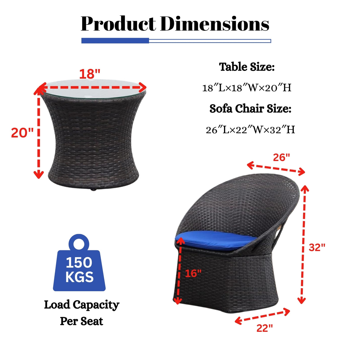 3-Piece Outdoor Rattan Wicker Patio Set