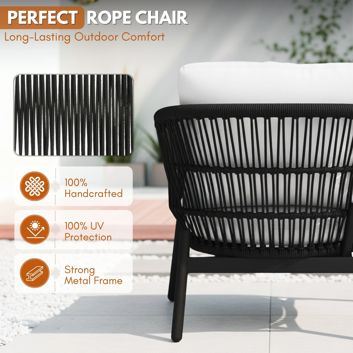 Outdoor 4 Seater Rope Conversation Sofa Set