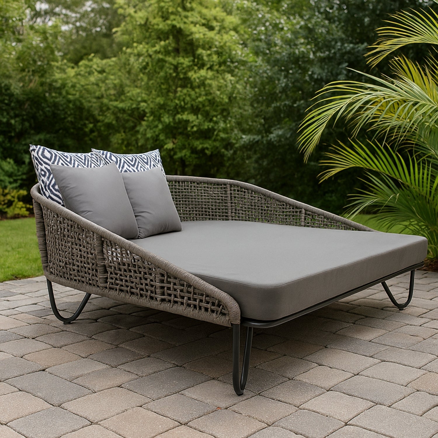 Outdoor Rope Patio Furniture Daybed (Grey)