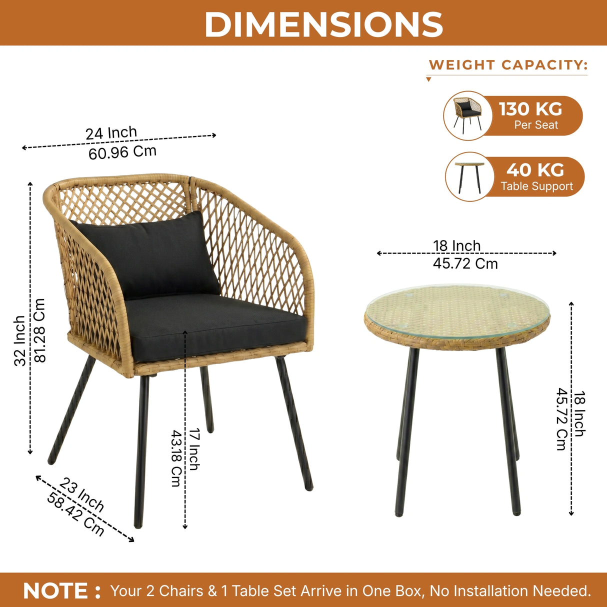 Outdoor Wicker 3-Piece Patio Set