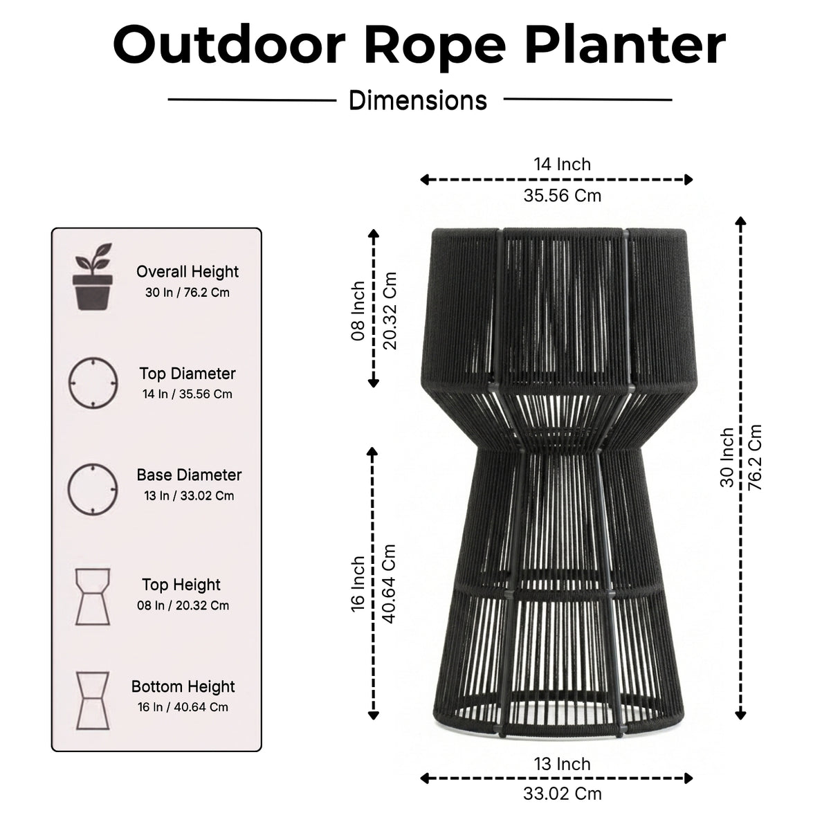 Devoko Outdoor Rope Planter Stand Set (Black)