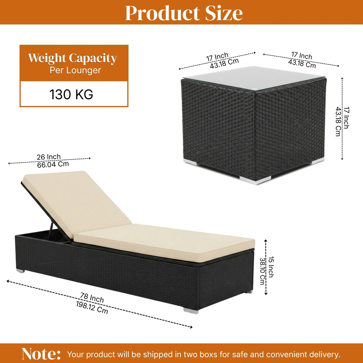 Outdoor Wicker Lounge Chairs Set of 2 With Side Table