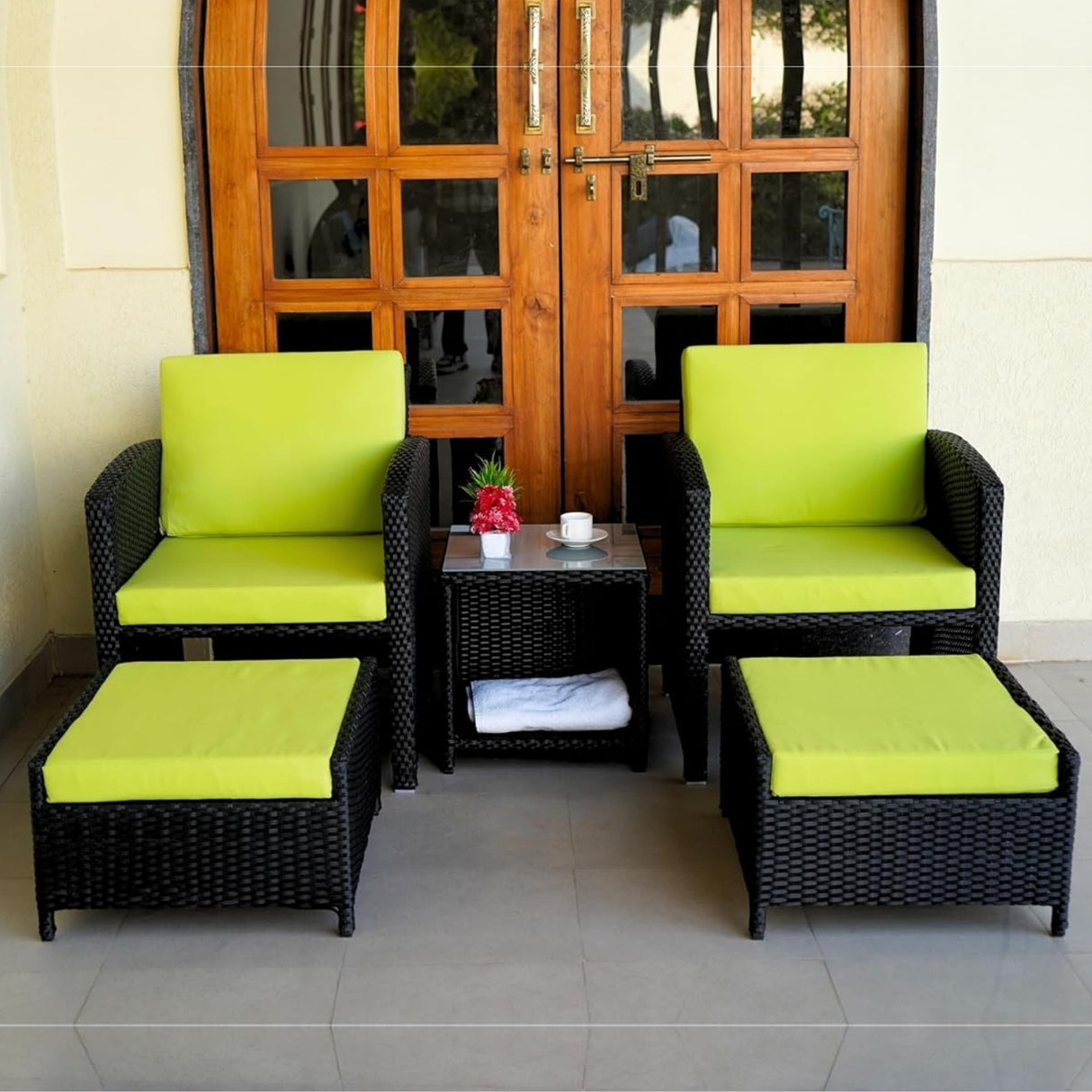 Outdoor 5 Piece Patio Wicker All Weather Sectional Furniture Set