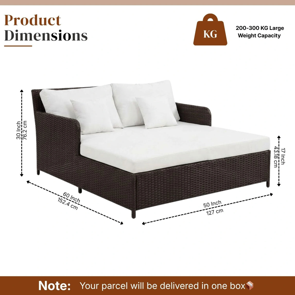 Outdoor Patio Double Seater Daybed For Garden, Poolside