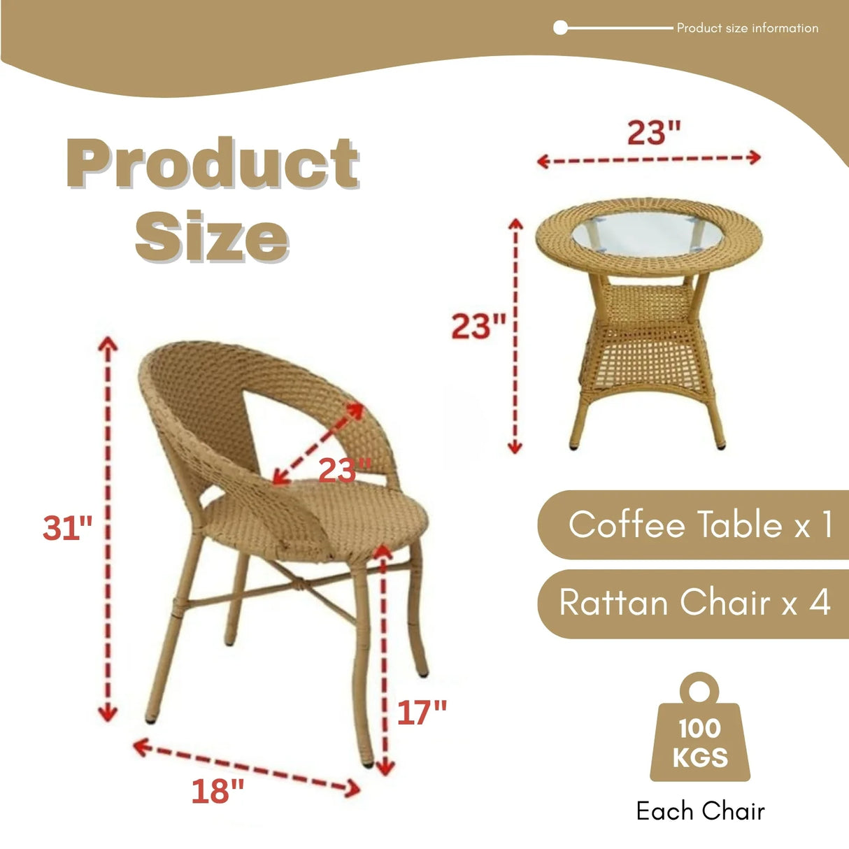 5-Piece Outdoor Rattan Wicker Patio Bistro Set