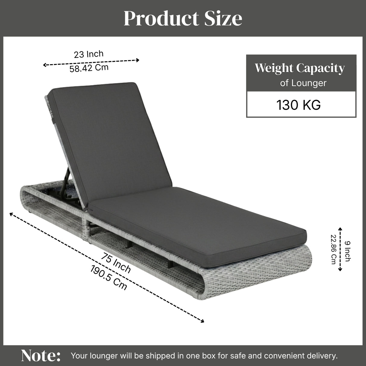Outdoor Rattan Wicker Single Lounger Chair (Silver Grey & Dark Grey)