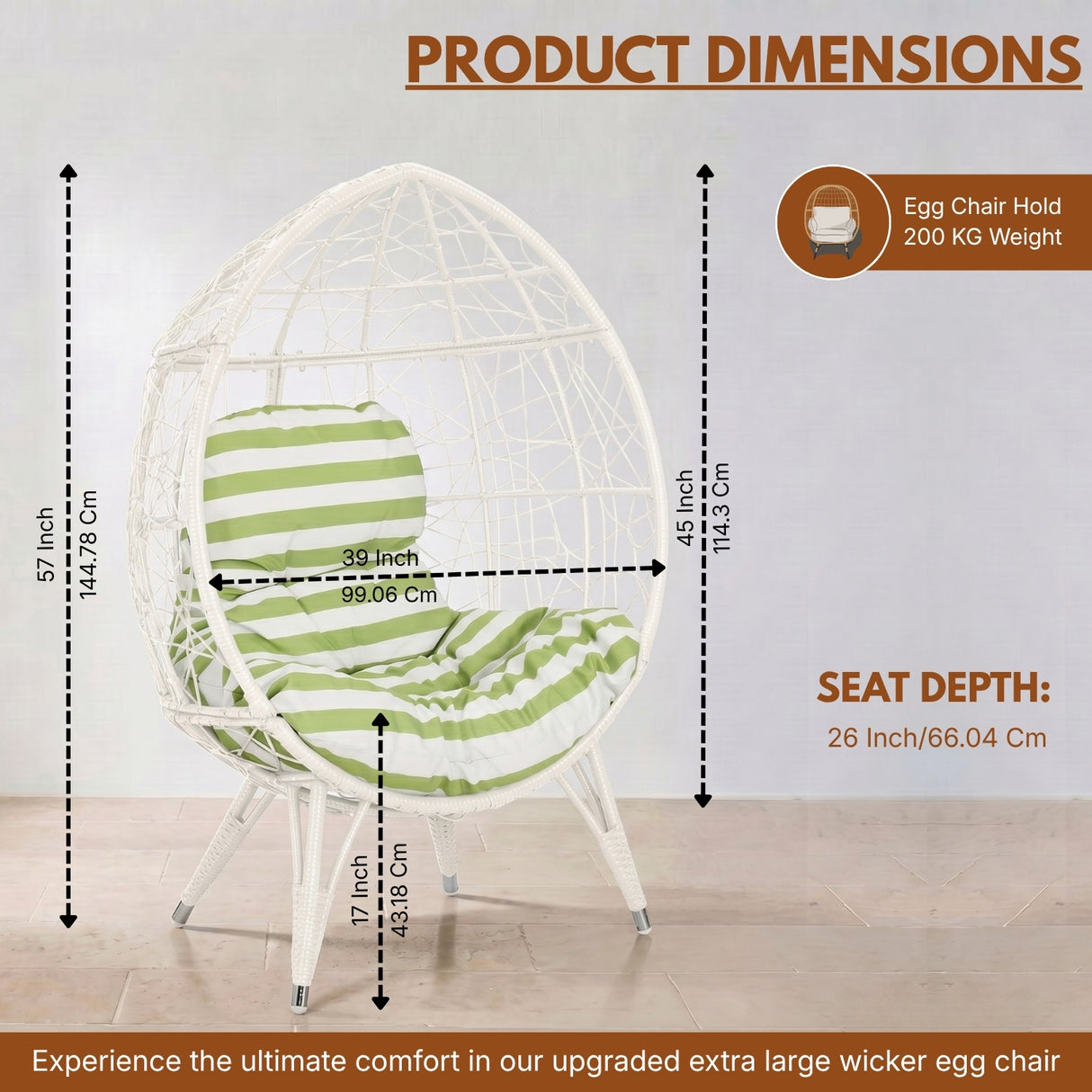 Outdoor White Rattan Lounge Accent Egg Chair