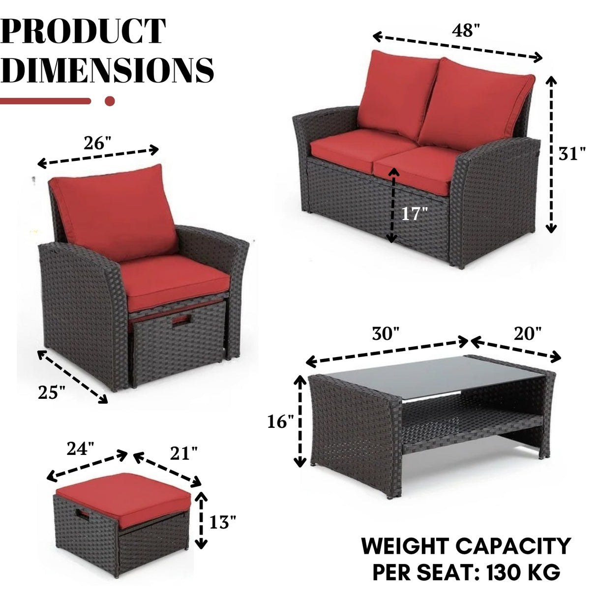 Outdoor All-Weather Wicker 6-Piece Sofa Set