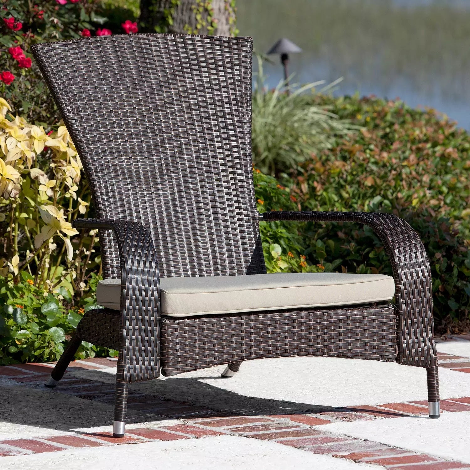 1-Piece Outdoor Wicker Single Seater Adirondack Style Armchair