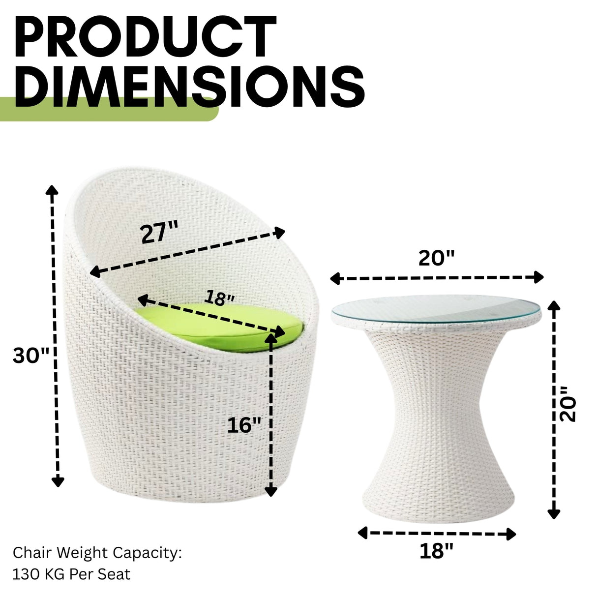 Outdoor Rattan Wicker 3-Piece Conversation Set