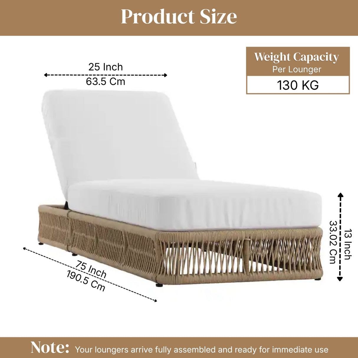 Outdoor All-Weather Rope Lounger Set of 2 (Beige & White)