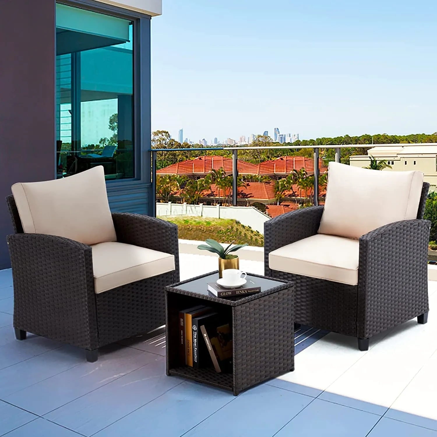 3-Piece Outdoor Rattan Wicker Patio Set