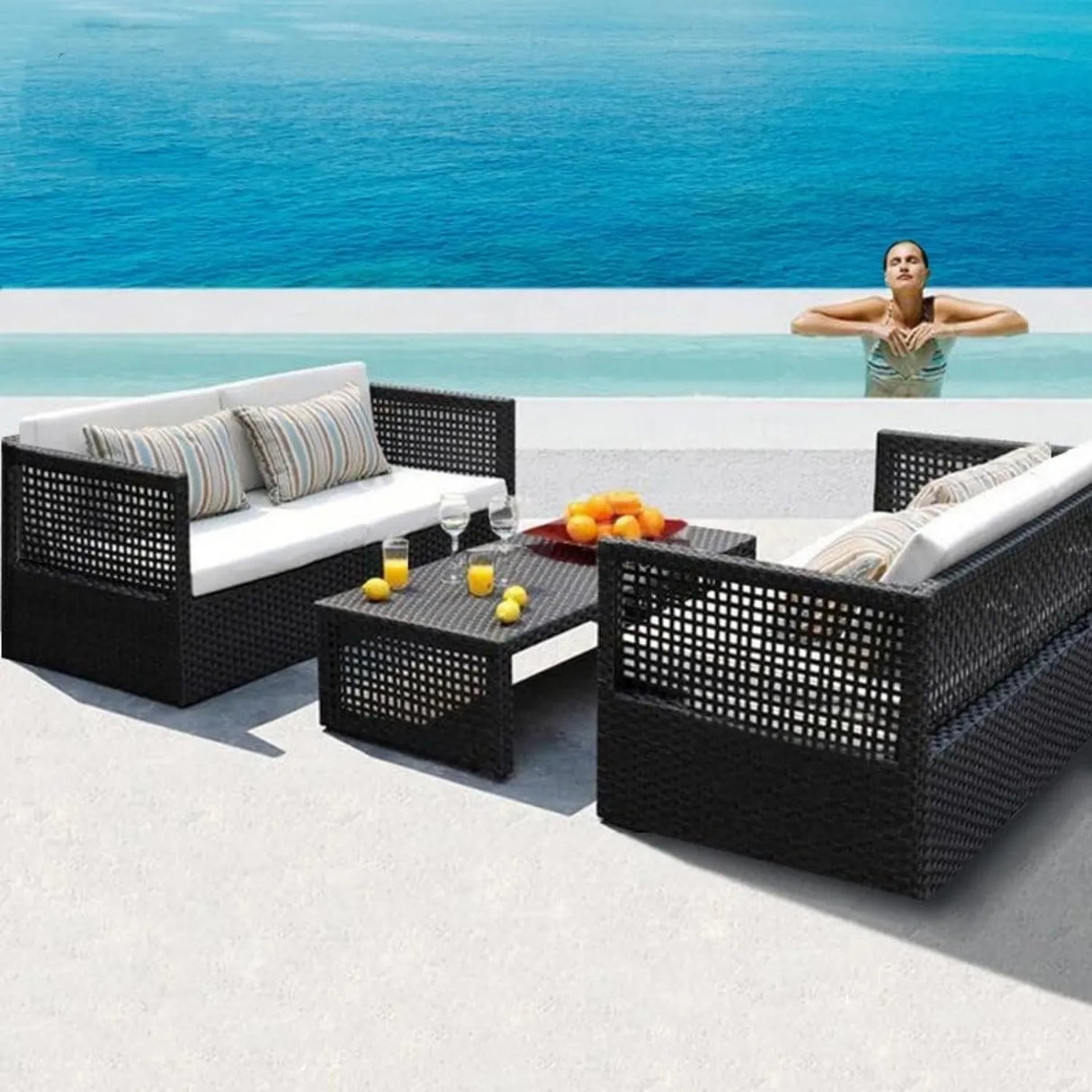 Outdoor Rattan Wicker 4-Seater Sofa Set