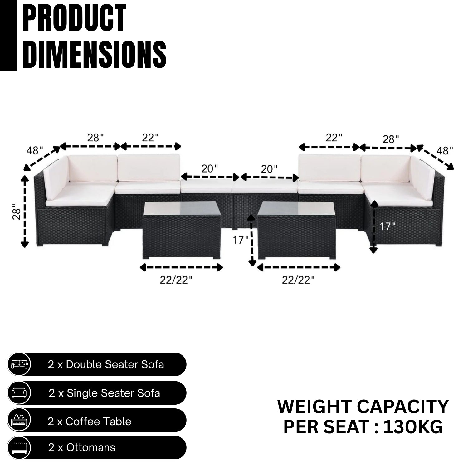 8 Pieces Sectional Wicker Furniture Set
