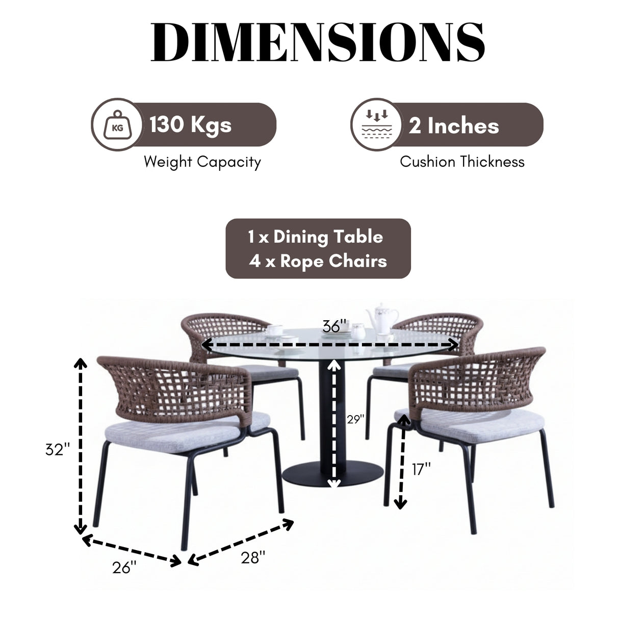 All Weather Resistant 5-Piece Outdoor Dining Set