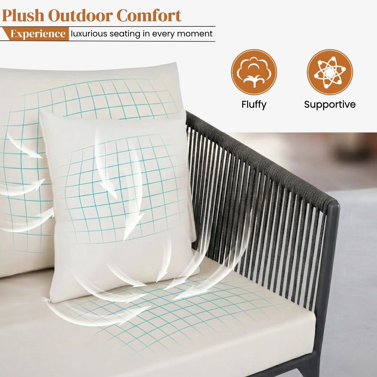 Outdoor 4 Seater Rope Sofa Set