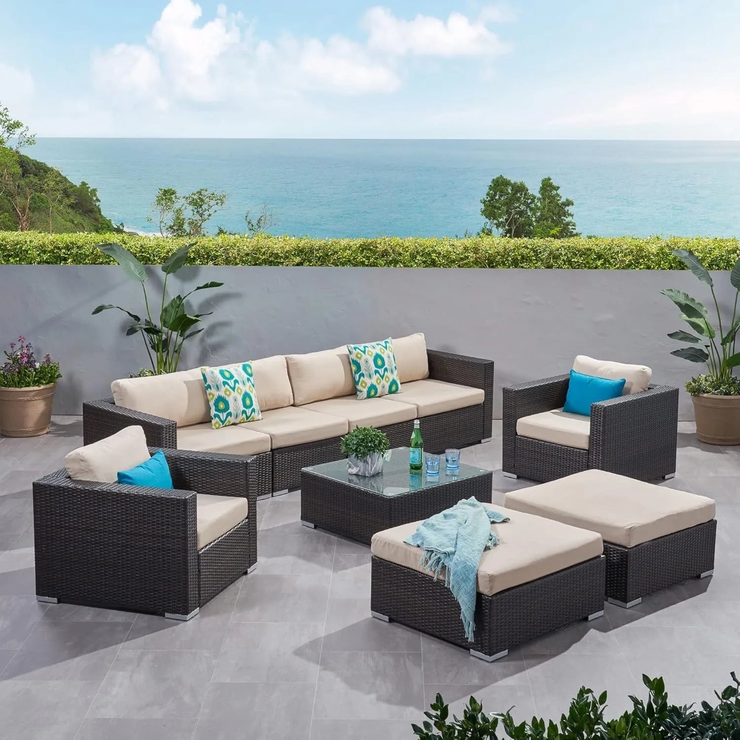 Outdoor Rattan Wicker 8-Seater Sofa Set