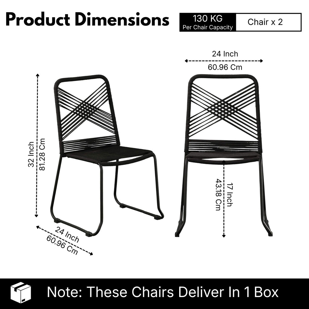 Outdoor Black Rope Chairs