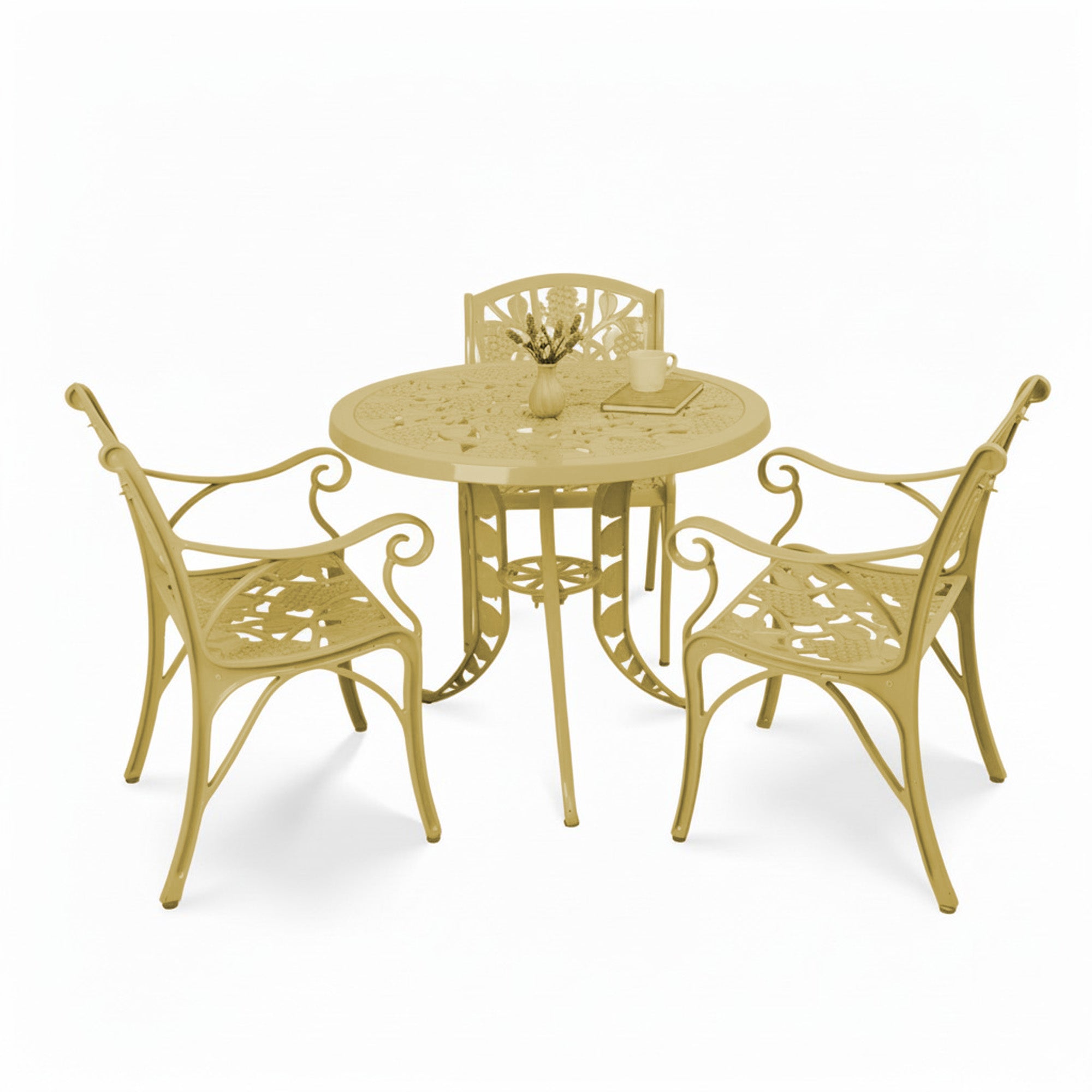 Outdoor 4-Piece Cast Aluminum Patio Bistro Set (Beige)