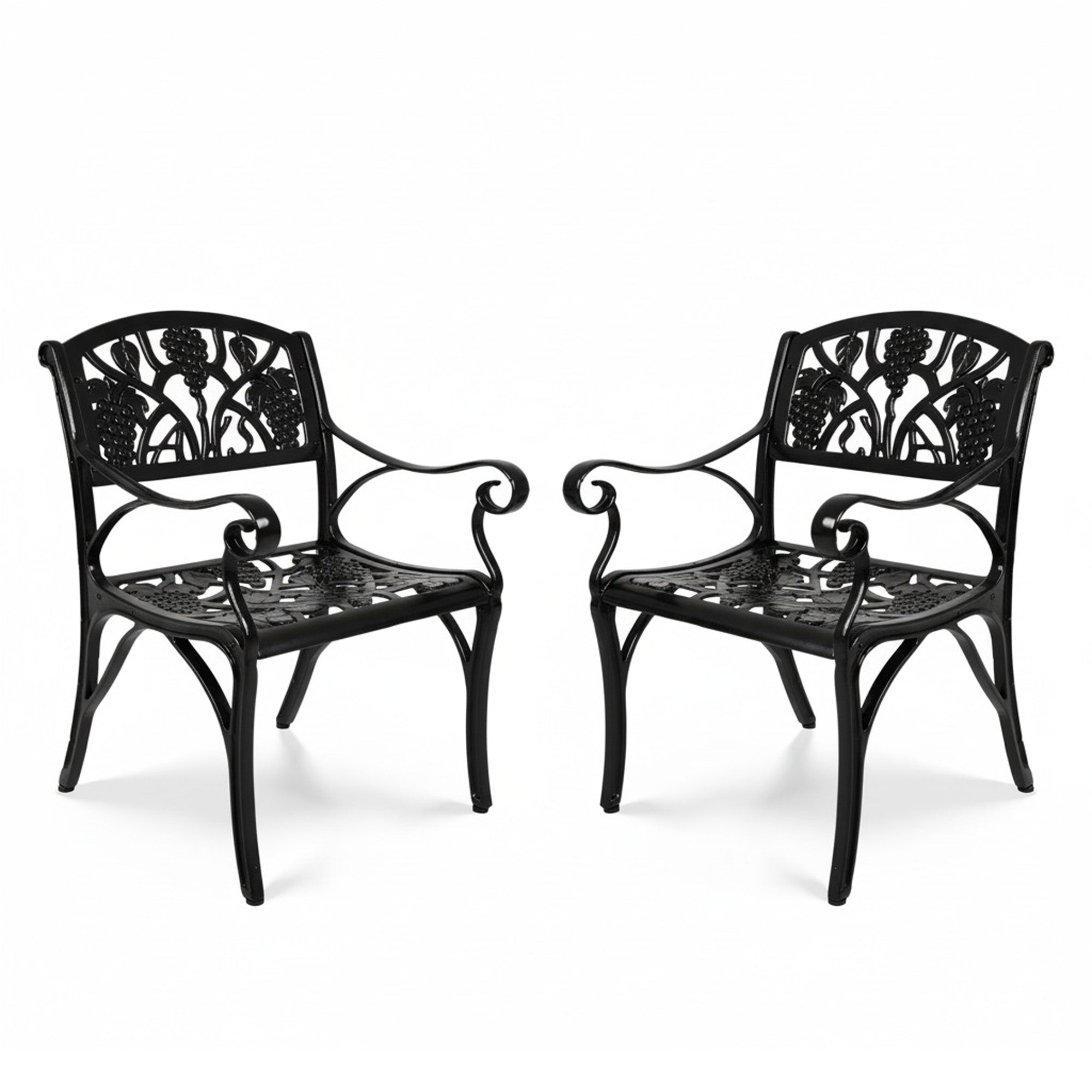 Outdoor Cast Aluminum 2 Chairs Patio Bistro Set (Black)