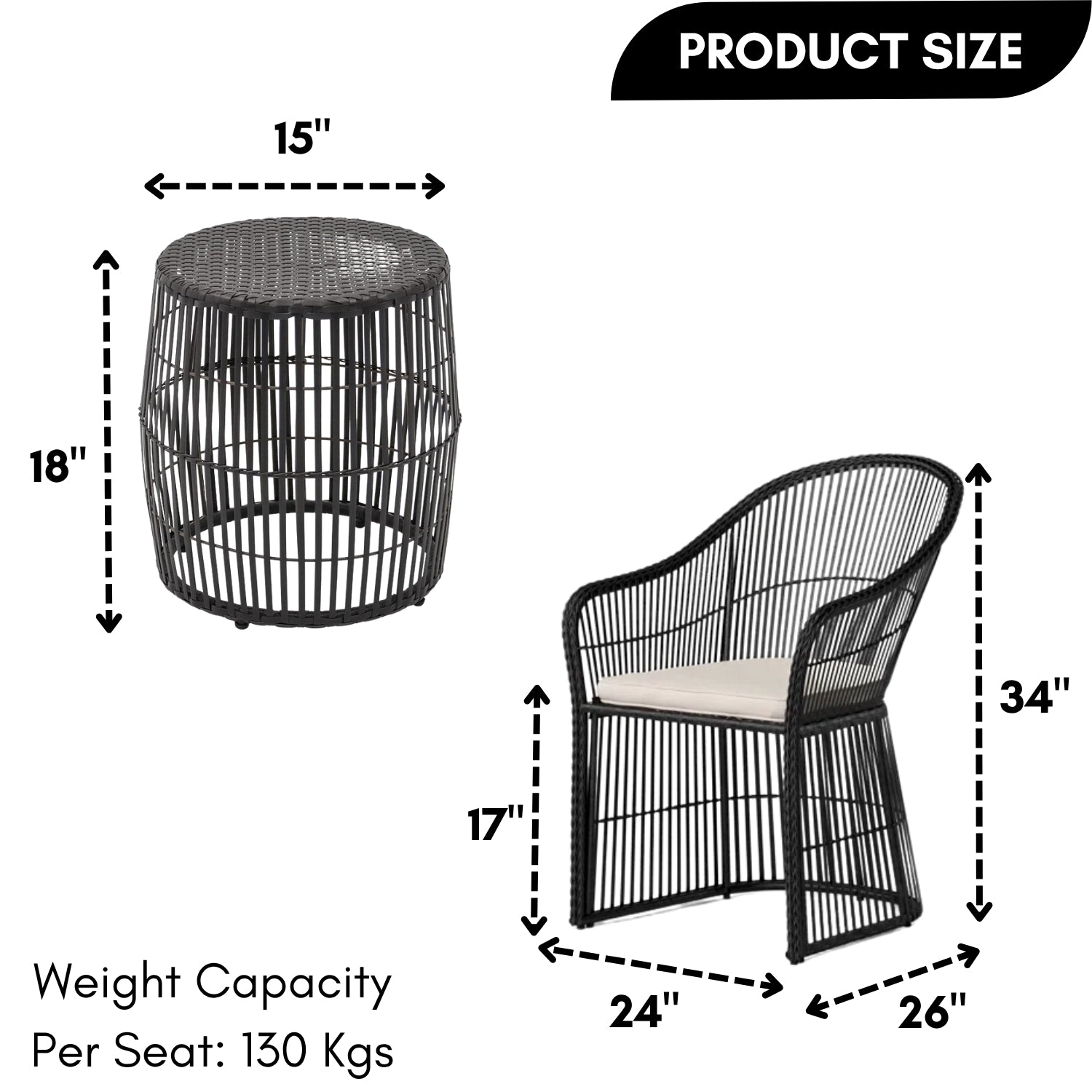 3-Piece Outdoor Rattan Wicker Patio Set