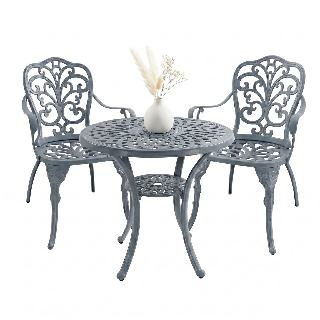 Outdoor 3-Piece Cast Aluminum Bistro Set (Grey)