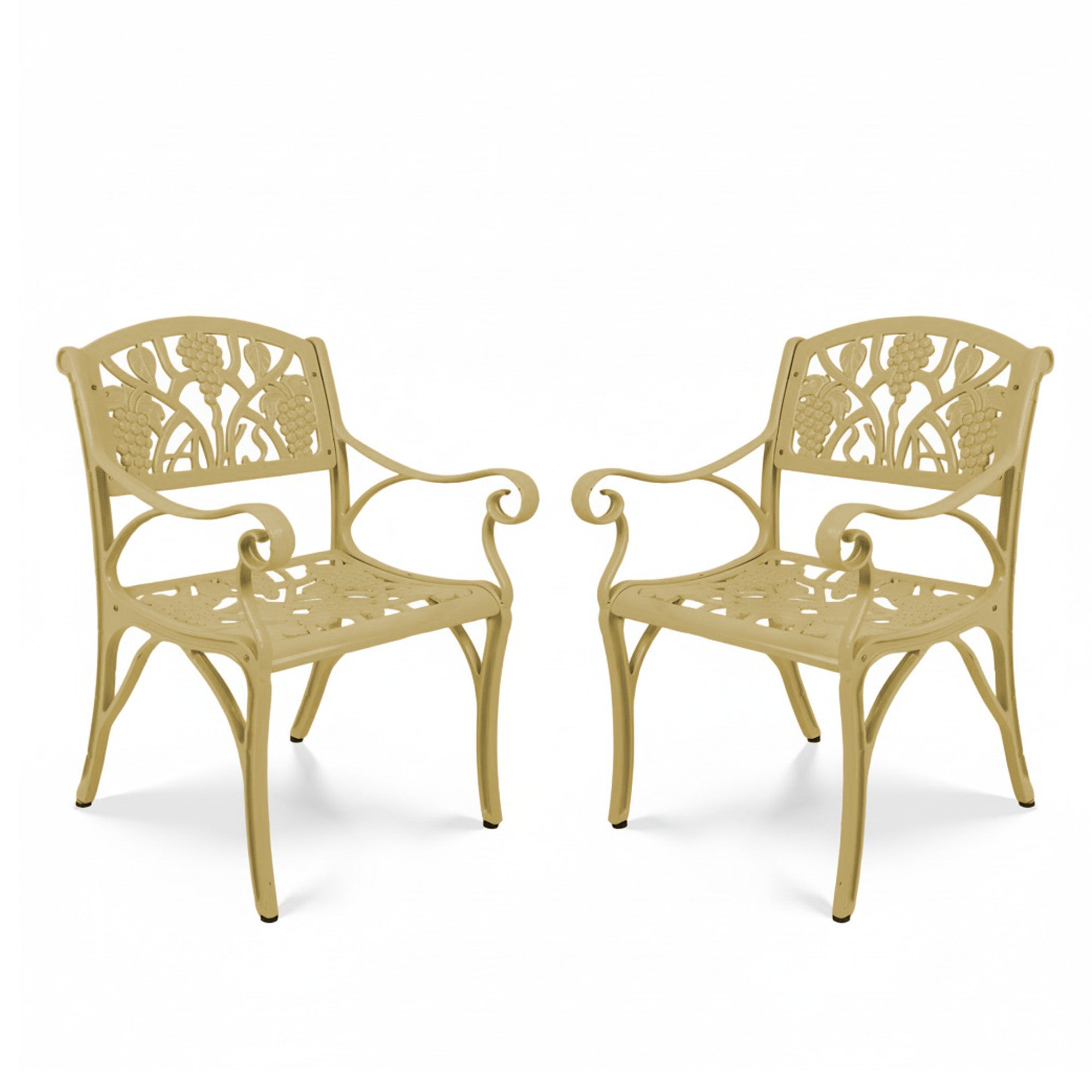 Outdoor Cast Aluminum 2 Chairs Patio Bistro Set (Beige)