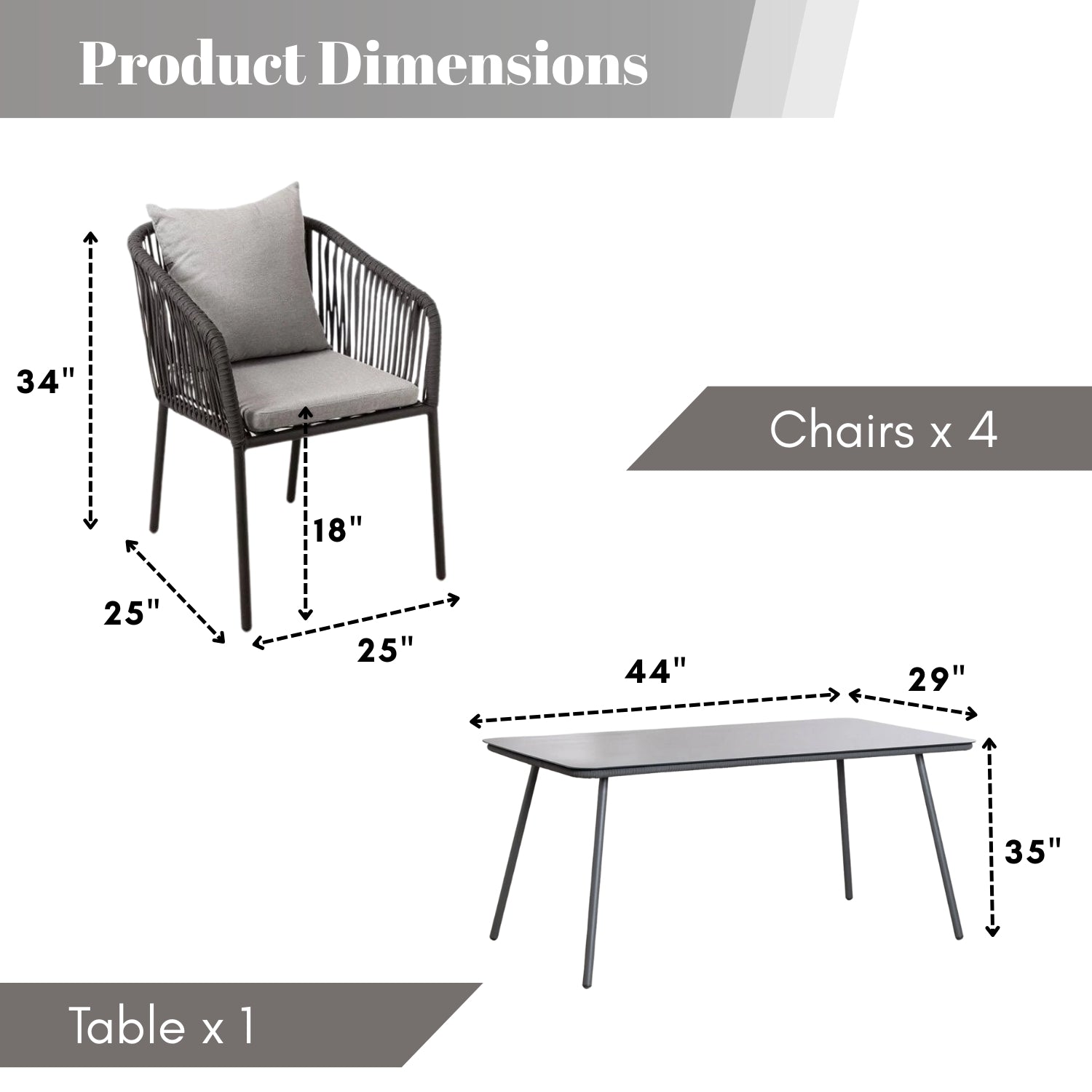 Outdoor Rope 5-Piece Patio Dining Set