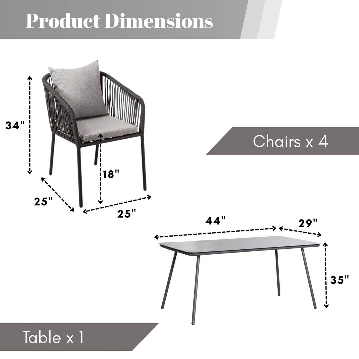 Outdoor Rope 5-Piece Patio Dining Set