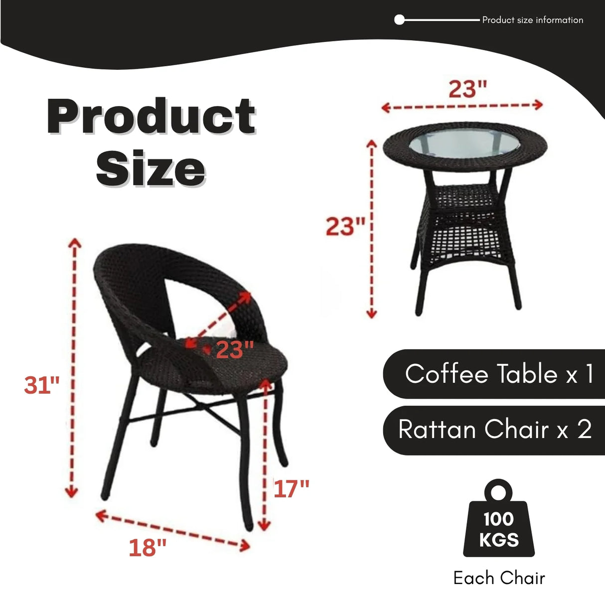 3-Piece Outdoor Rattan Wicker Patio Bistro Set