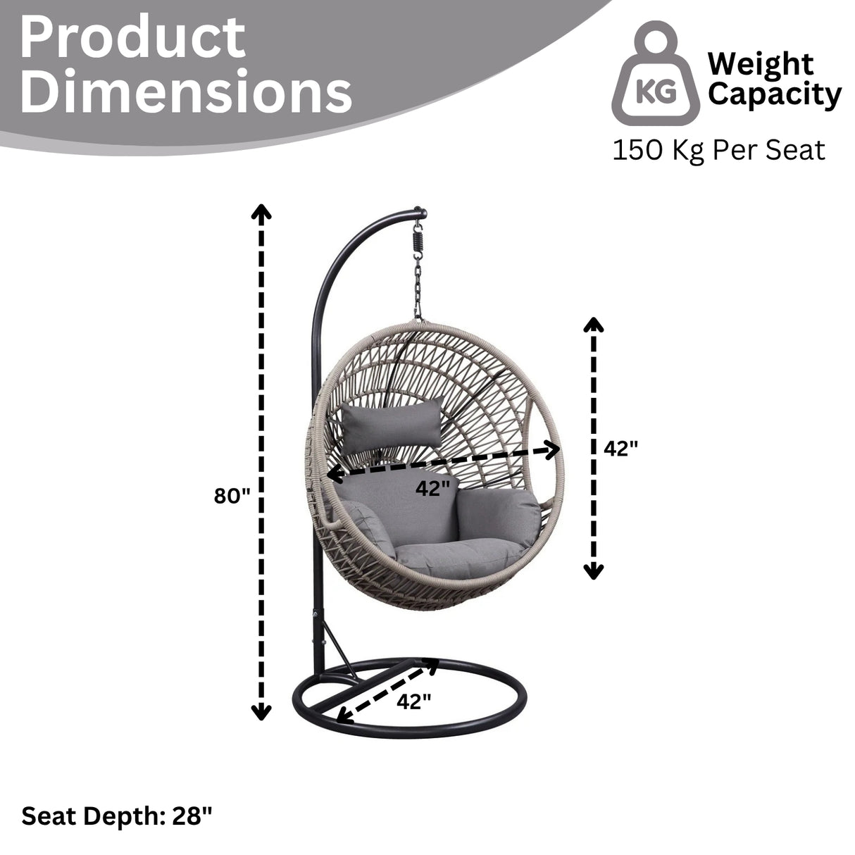 Netted Rope Swing Chair (Grey)