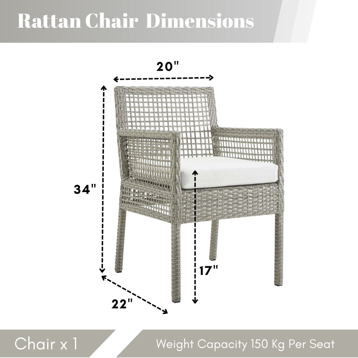 1-Piece Outdoor Rattan Wicker Patio Dining Chair