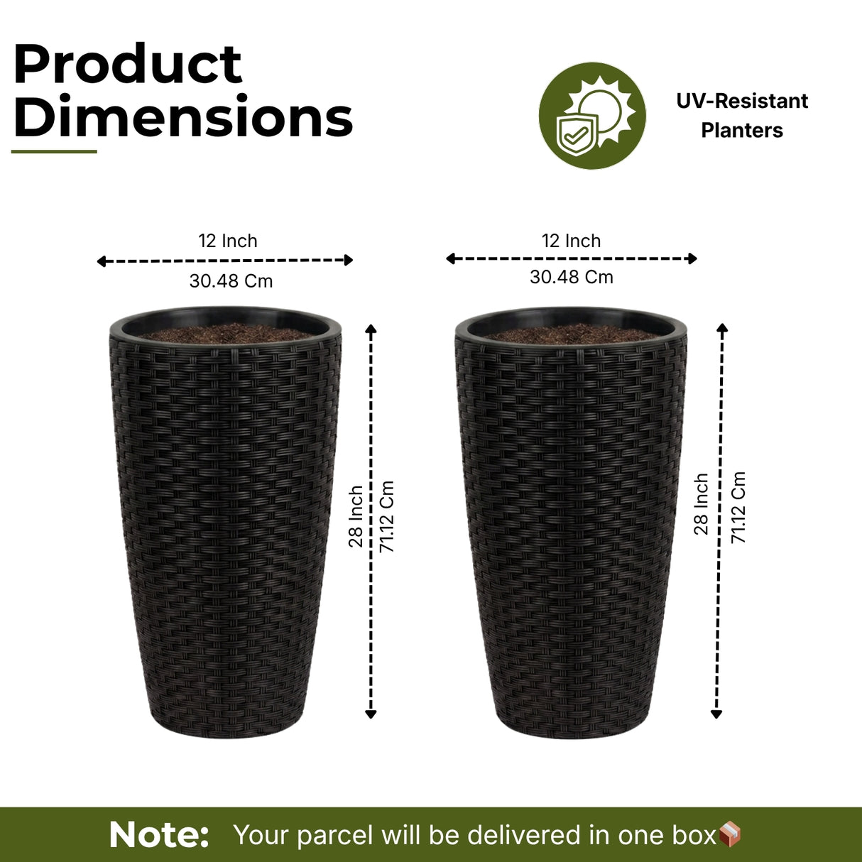 2-Piece Outdoor Wicker Planter Set (Black)