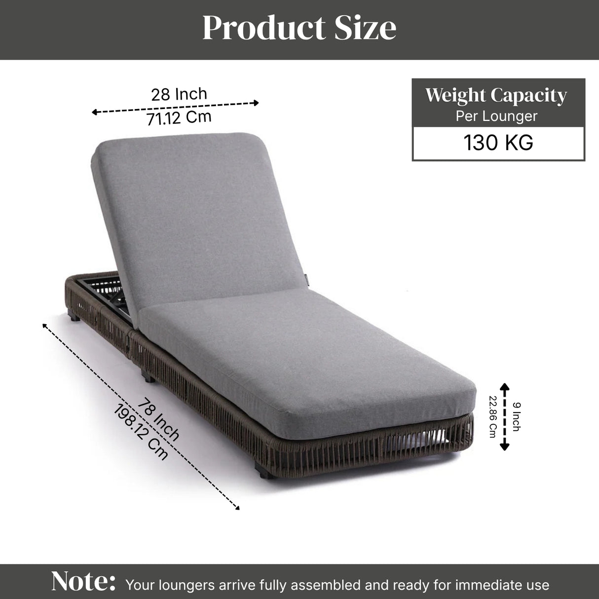 Outdoor Rope Lounger Set of 2 with Adjustable Backrest (Grey)