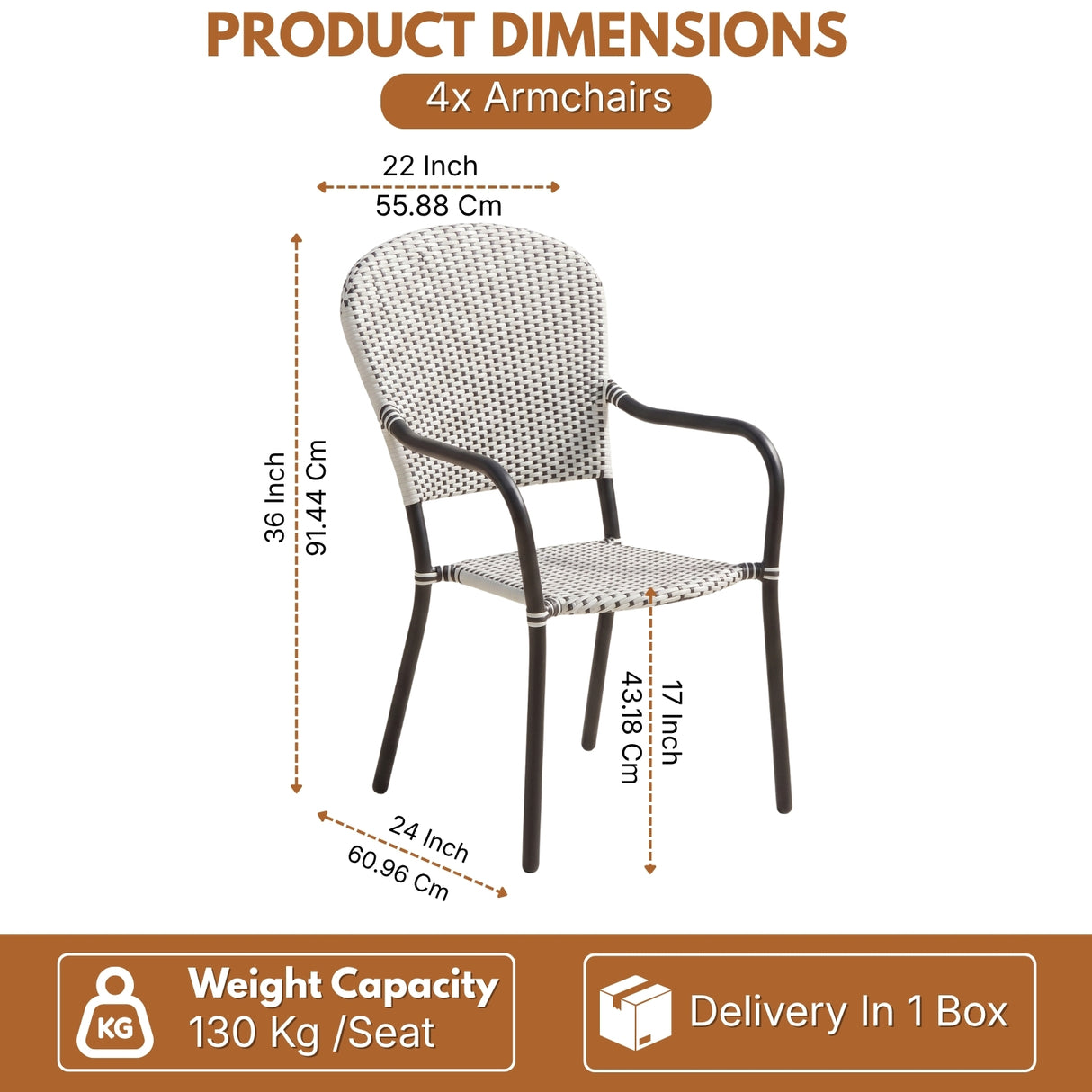 4-Piece Outdoor Rattan Wicker Patio Chairs