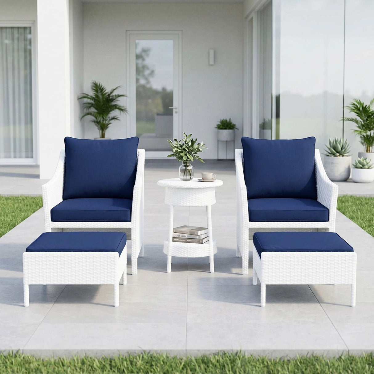 Outdoor Rattan Wicker 5 Piece Patio Sofa Set