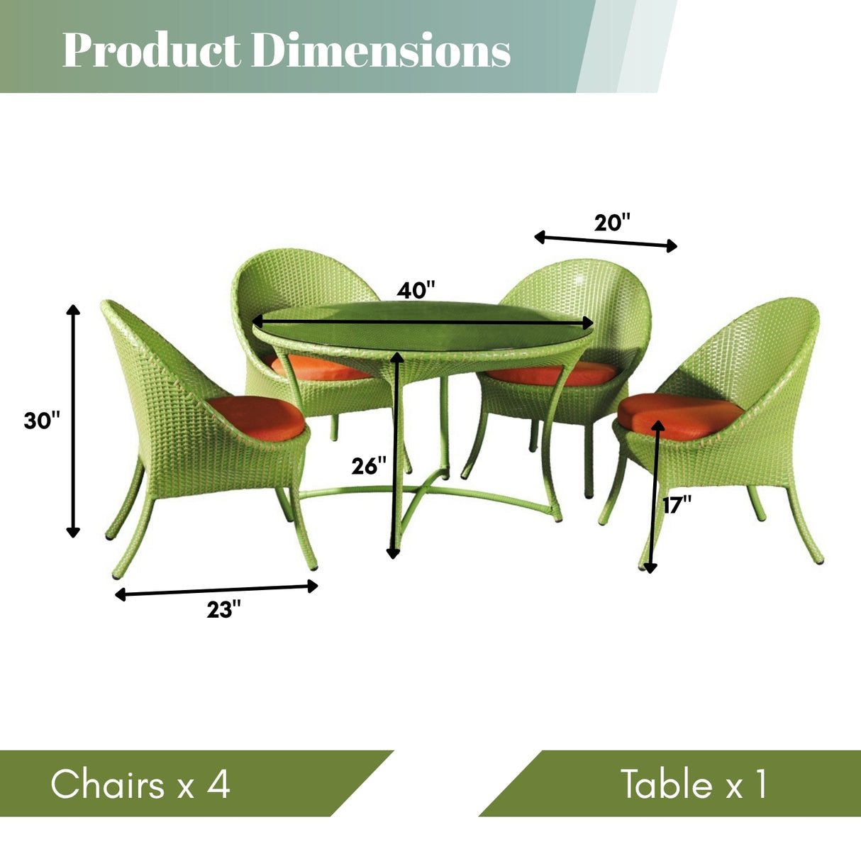 Outdoor All-Weather Resistant Rattan Wicker 5-Piece Dining Set