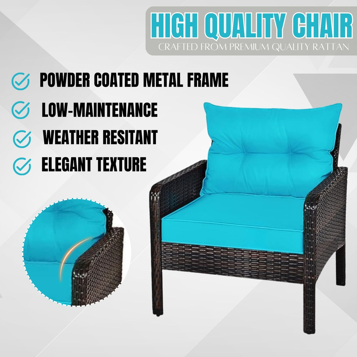 Outdoor Wicker 5-Piece Patio Sofa Set