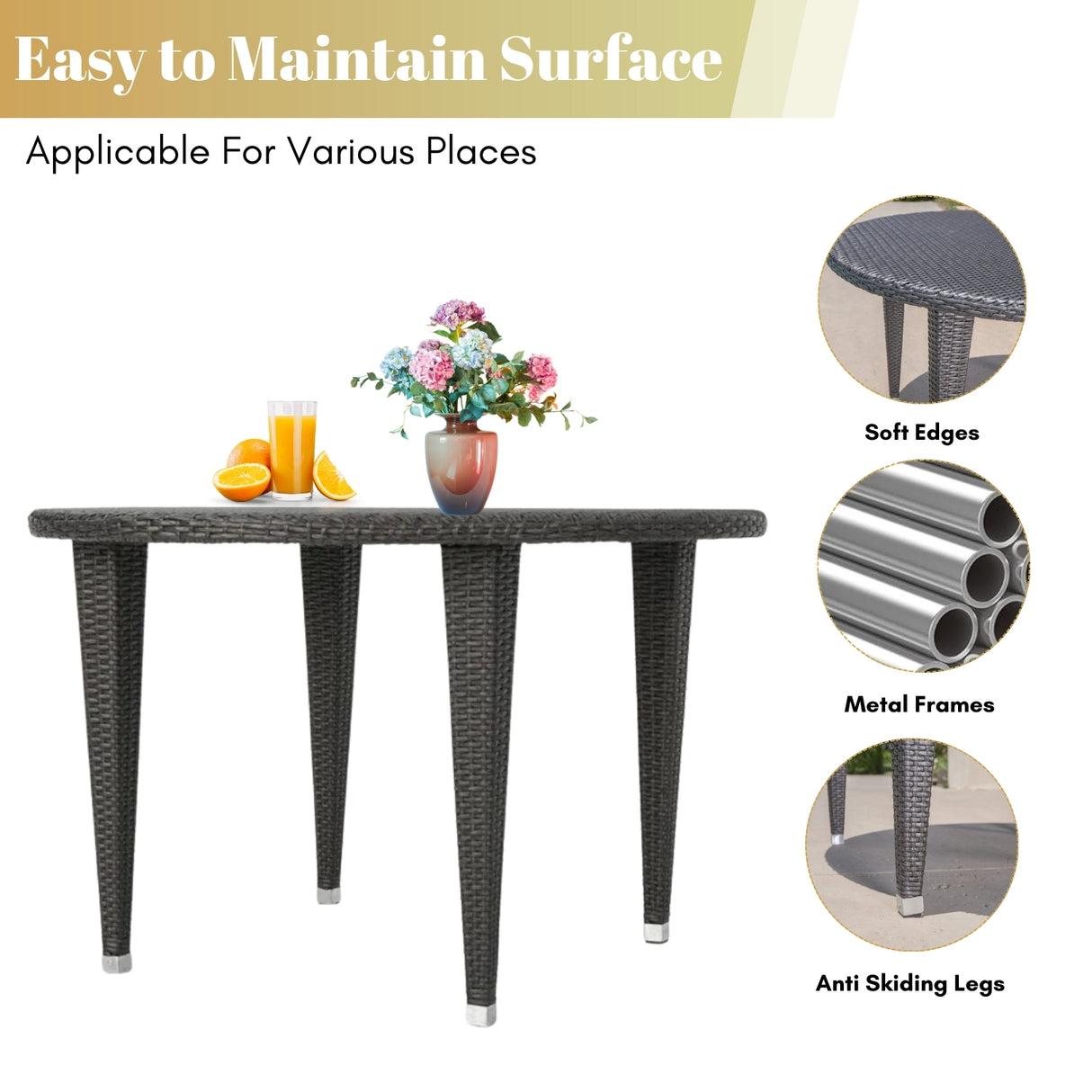 Outdoor All-Weather Resistant Rattan Wicker 5-Piece Dining Set